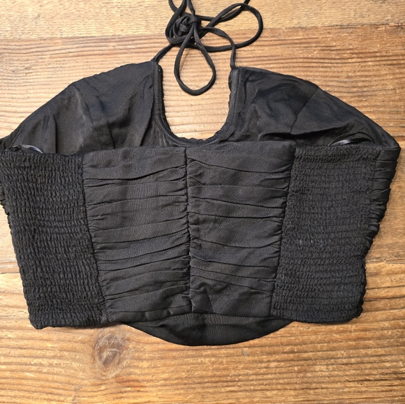 Zara Black Ruched Womens Crop Top Size Medium - Picture 4 of 6